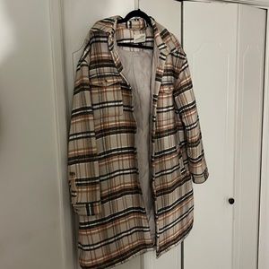Plaid denim coat